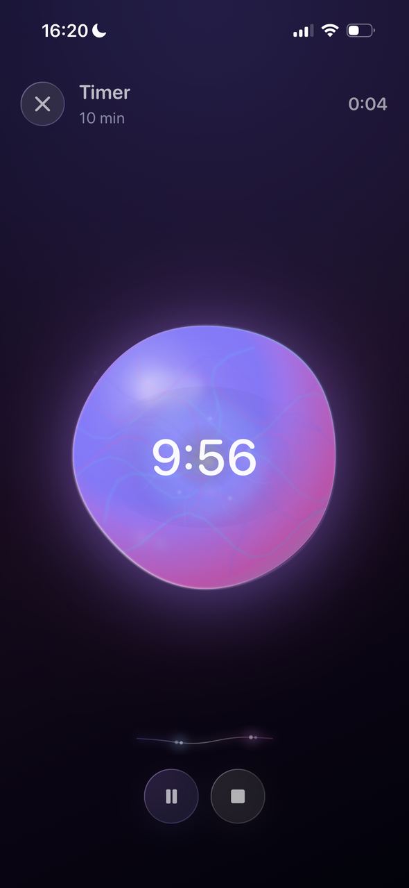 Meditation timer with countdown time inside the orb.